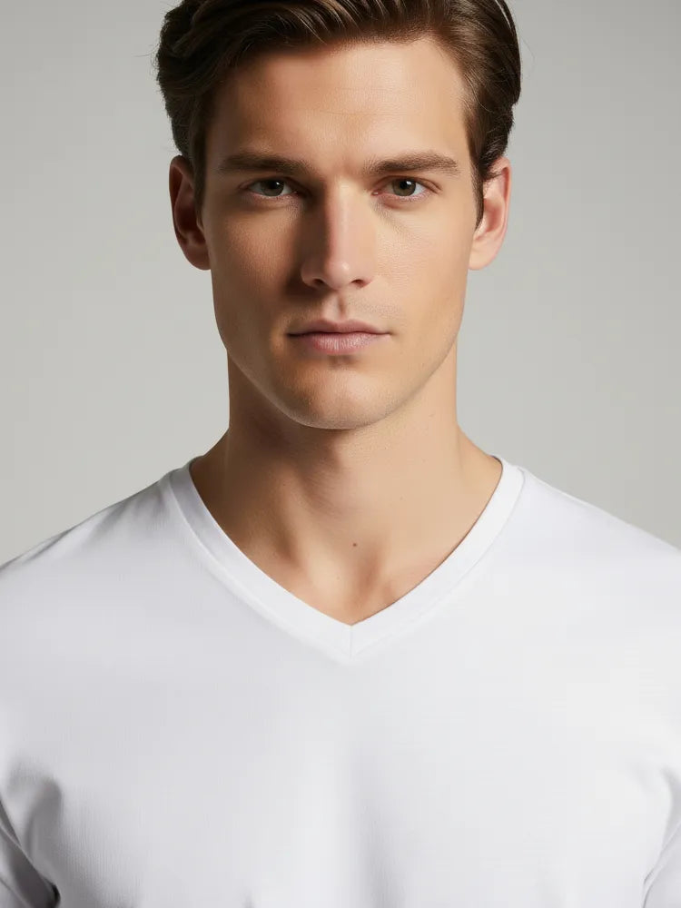 Regular Fit T-Shirt, Long Sleeve, V-Neck