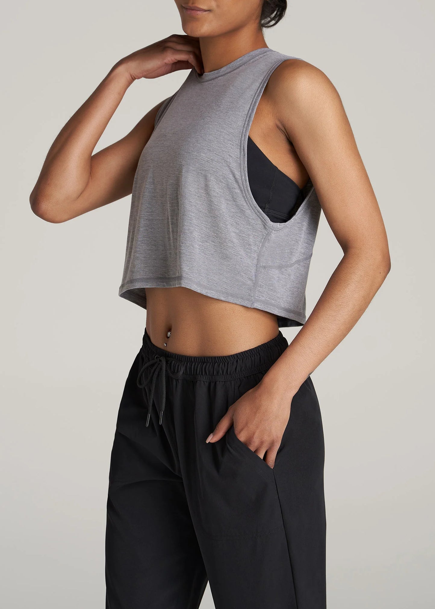 Crop Muscle Tee with ¾" Neckline