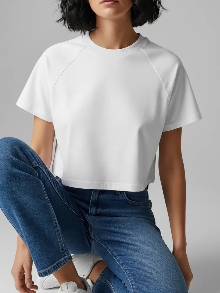 Crop T-Shirt, Short Raglan Sleeve