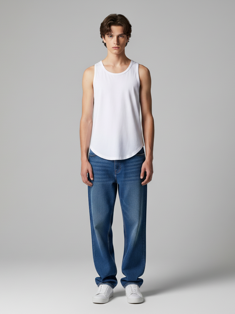 Tank Top, with Curved Hem and Low Armhole