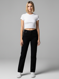 Women´s Fitted Crop Top with Cap Sleeve