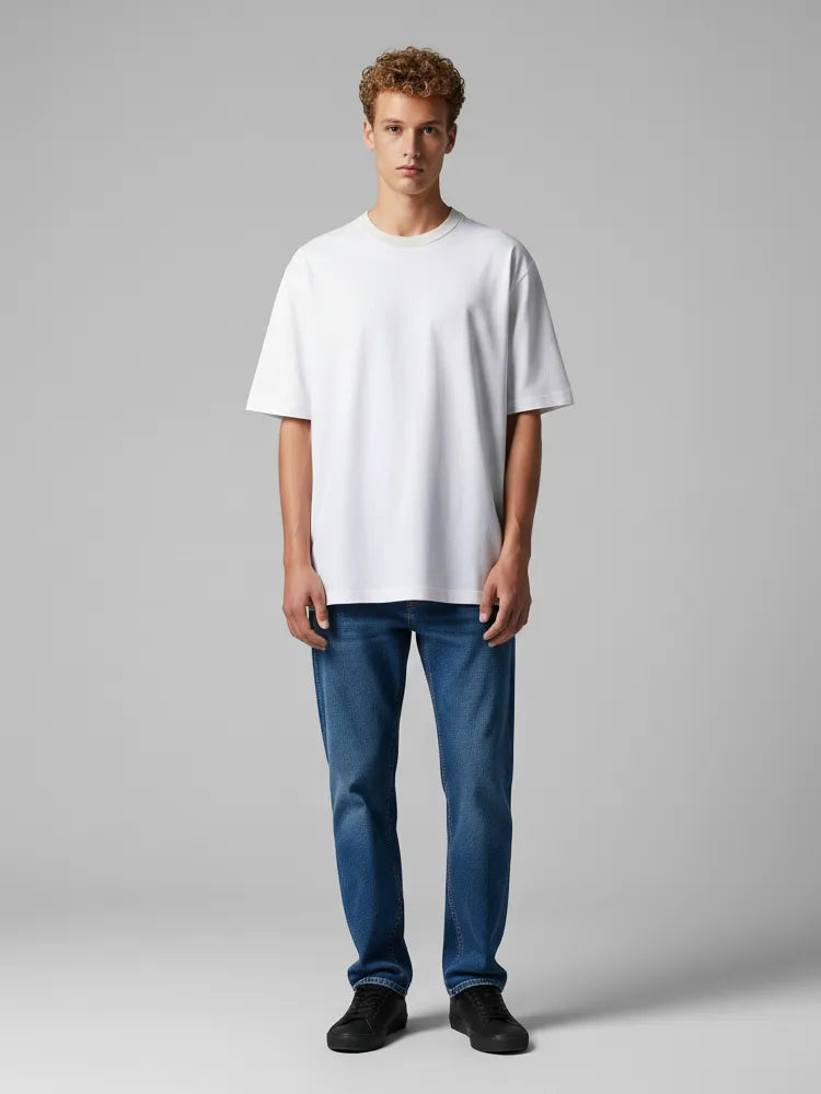 Oversize Fit T-Shirt, Short Sleeve with Curved Hem