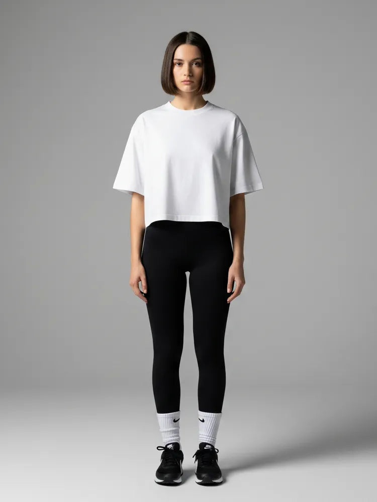 Oversize Crop T-Shirt, Short Sleeve