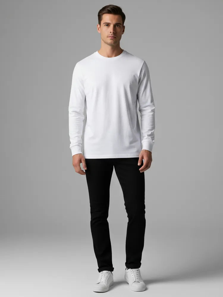 Regular Fit T-Shirt, Long Sleeve with Cuff, Crewneck