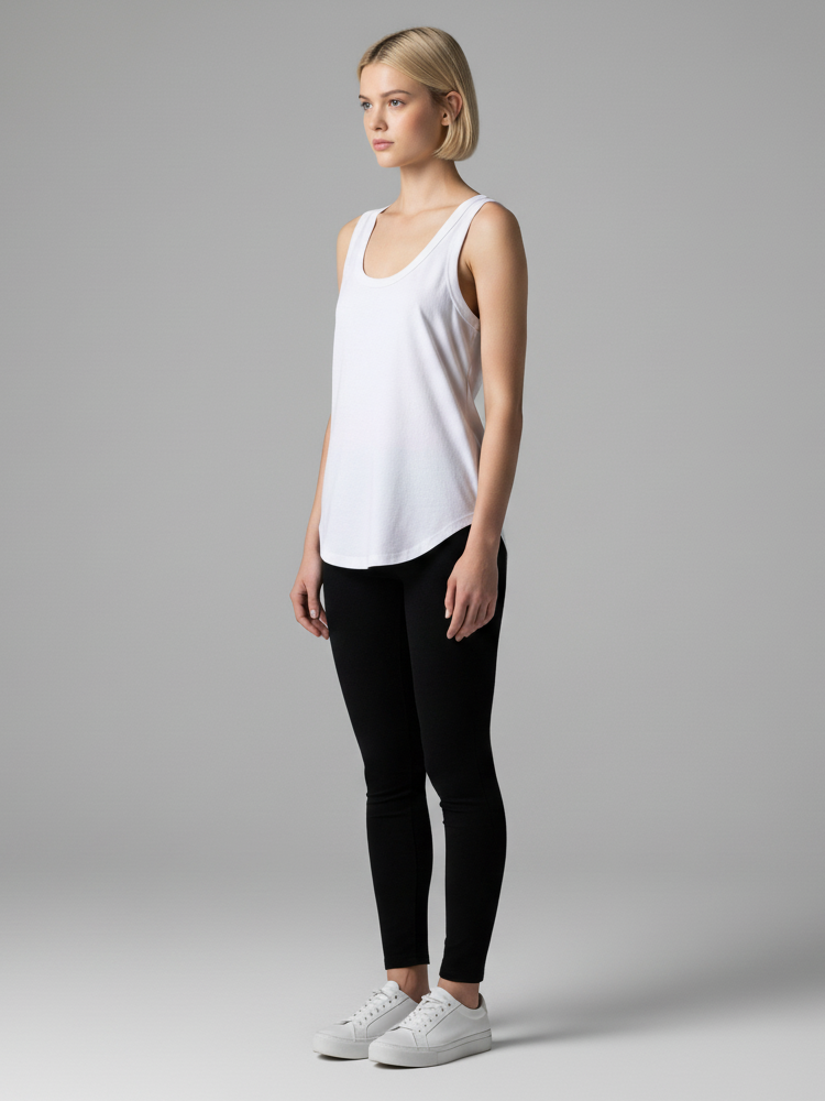 Tank Top, with Curved Hem and Low Armhole